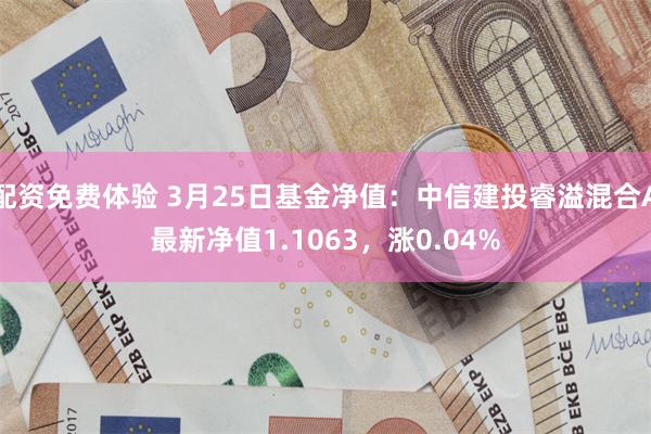 配资免费体验 3月25日基金净值：中信建投睿溢混合A最新净值1.1063，涨0.04%