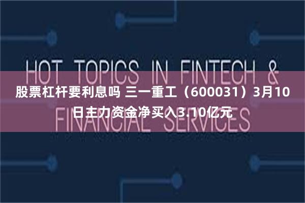 股票杠杆要利息吗 三一重工（600031）3月10日主力资金净买入3.10亿元